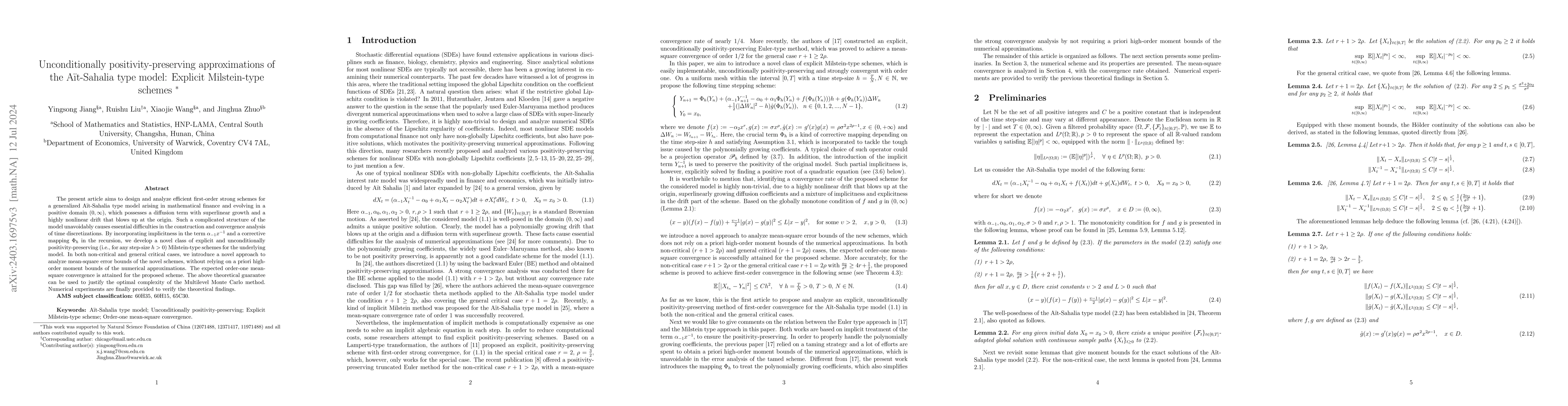 Thumbnail for Unconditionally positivity-preserving approximations of the Ait-Sahalia
  type model: Explicit Milstein-type schemes