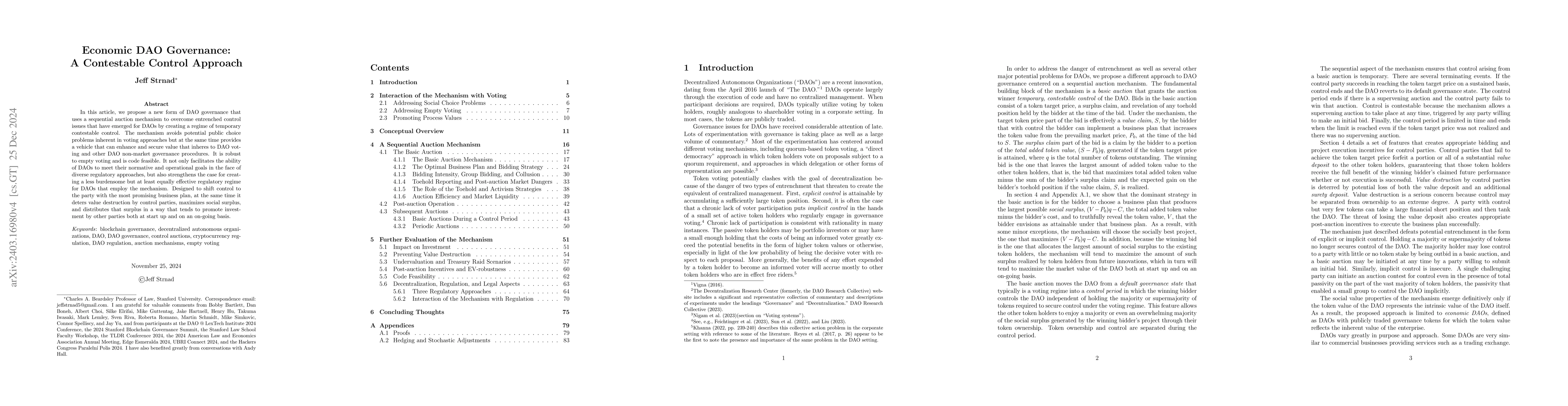 Thumbnail for Economic DAO Governance: A Contestable Control Approach