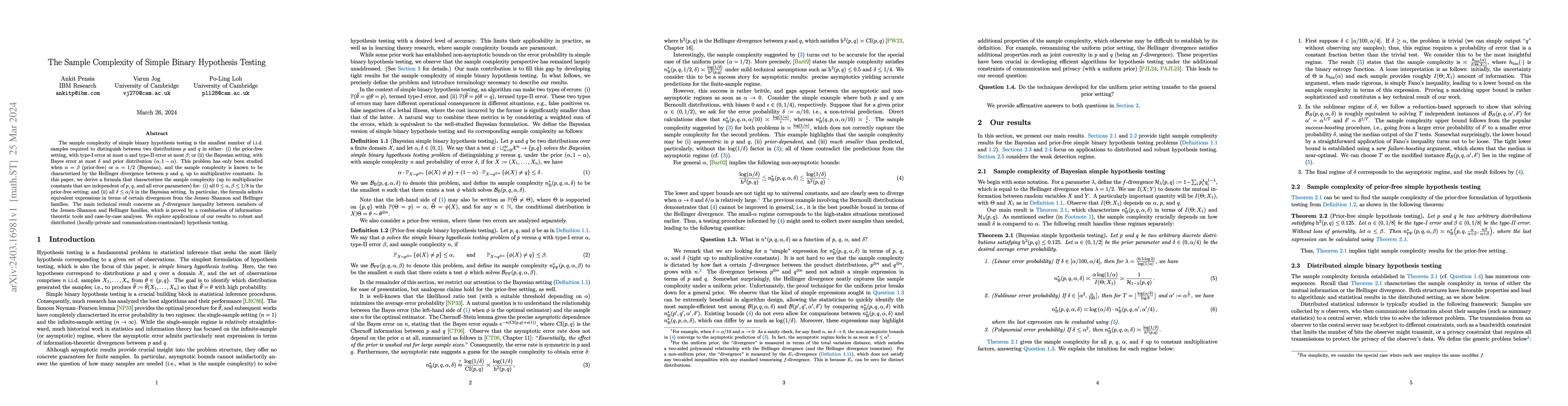 Thumbnail for The Sample Complexity of Simple Binary Hypothesis Testing