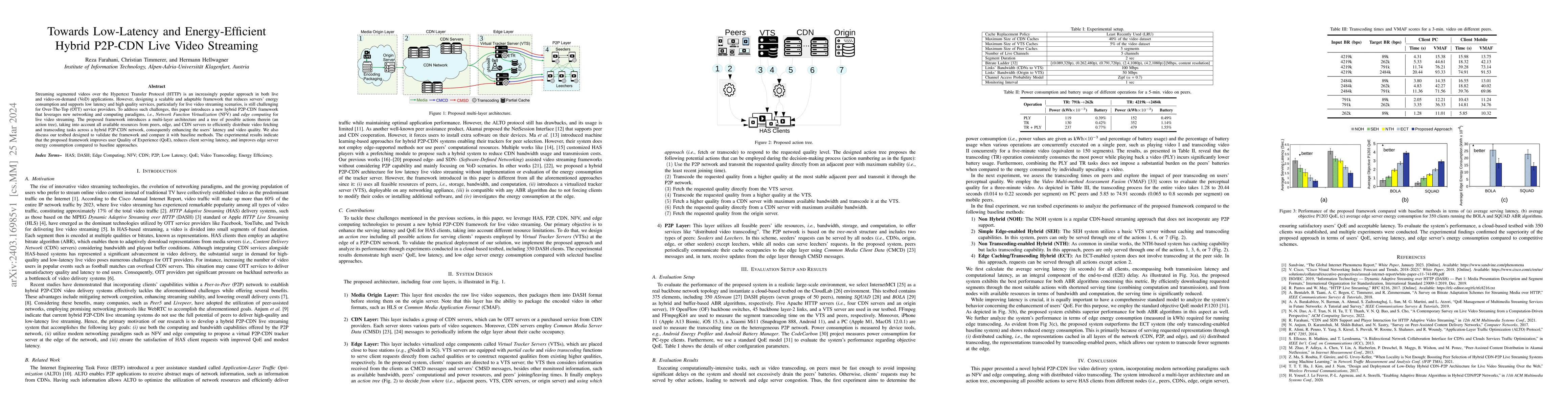 Thumbnail for Towards Low-Latency and Energy-Efficient Hybrid P2P-CDN Live Video
  Streaming