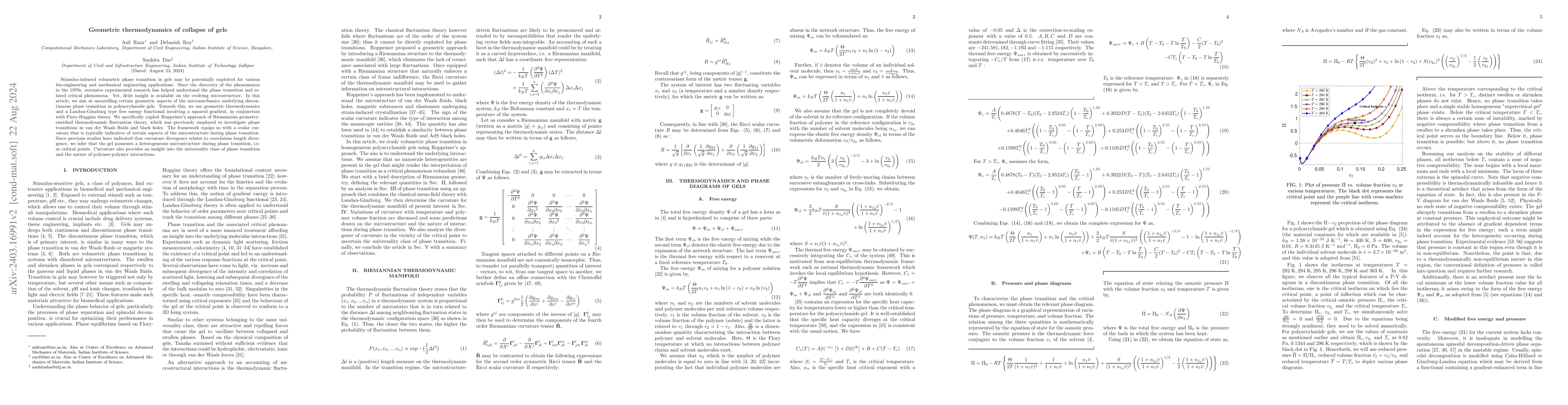 Thumbnail for Geometric Thermodynamics of Collapse of Gels