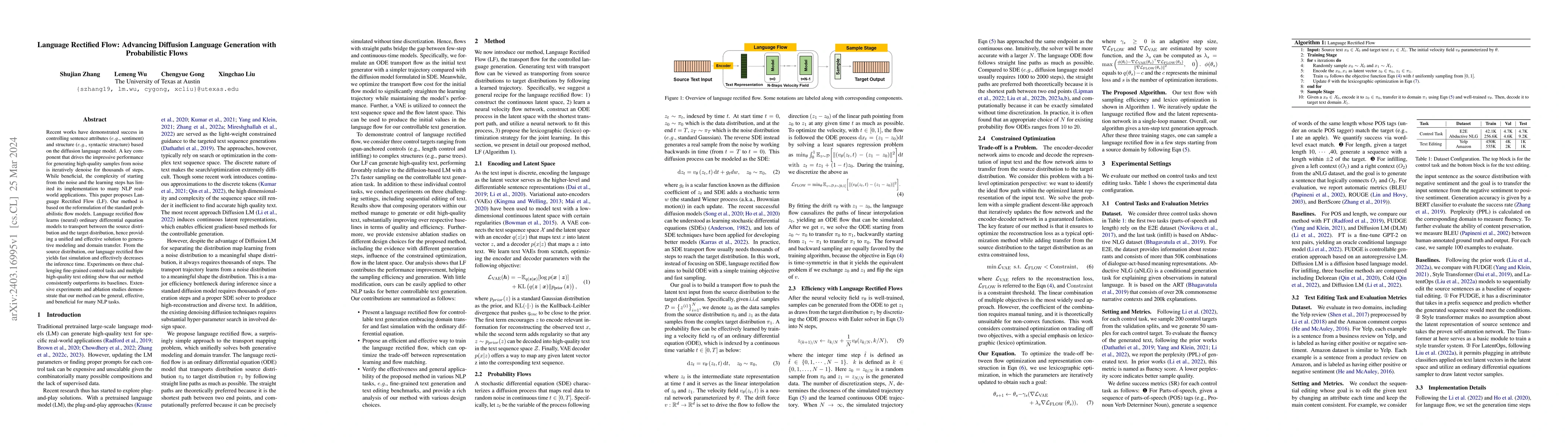 Thumbnail for Language Rectified Flow: Advancing Diffusion Language Generation with
  Probabilistic Flows