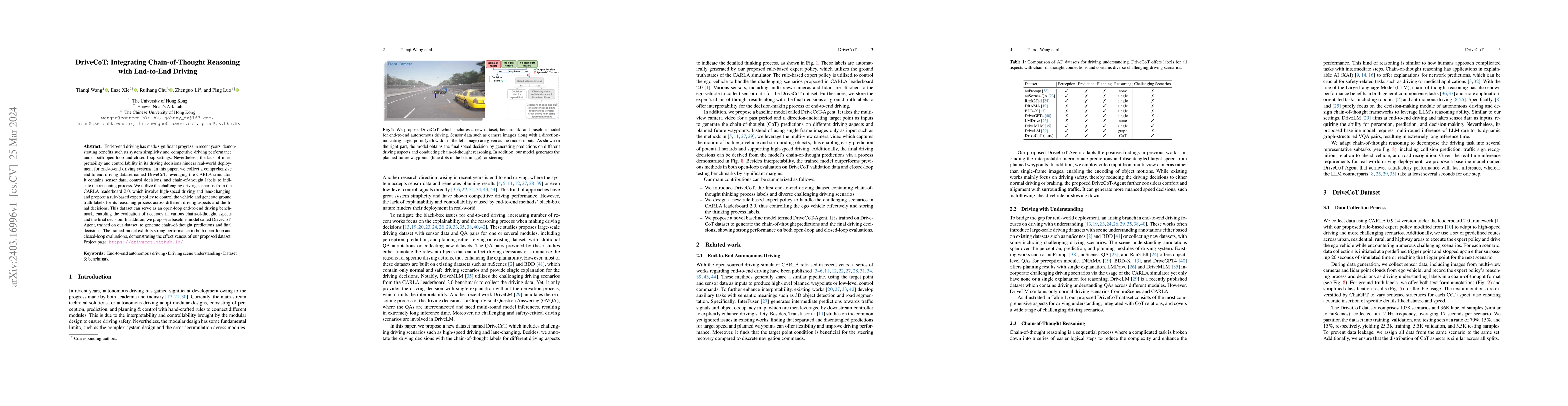Thumbnail for DriveCoT: Integrating Chain-of-Thought Reasoning with End-to-End Driving