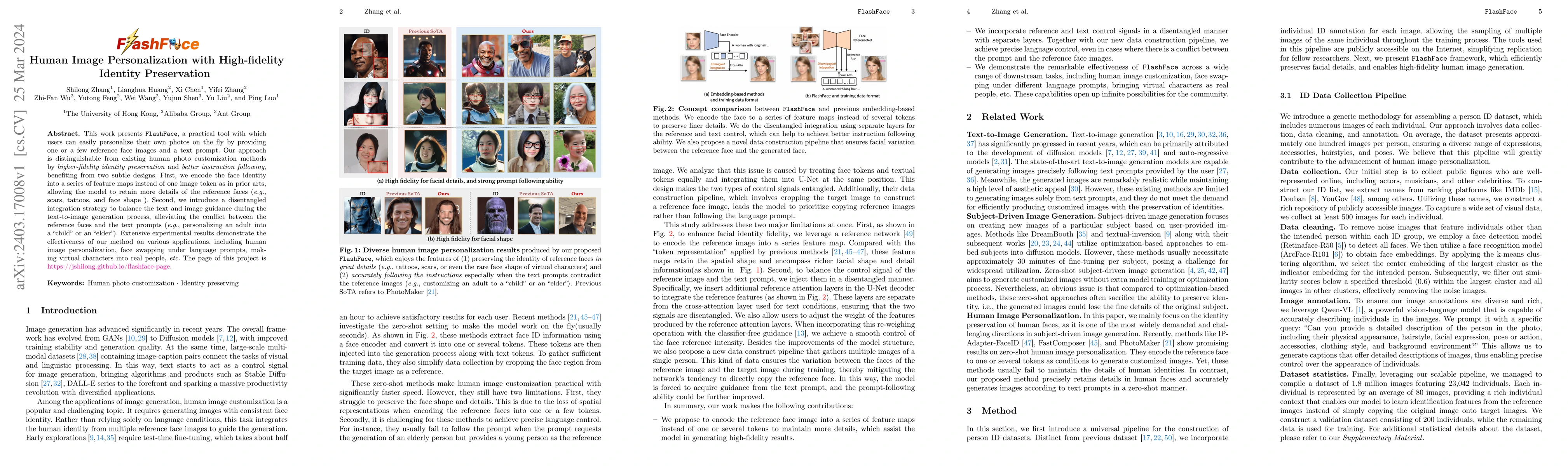 Thumbnail for FlashFace: Human Image Personalization with High-fidelity Identity
  Preservation