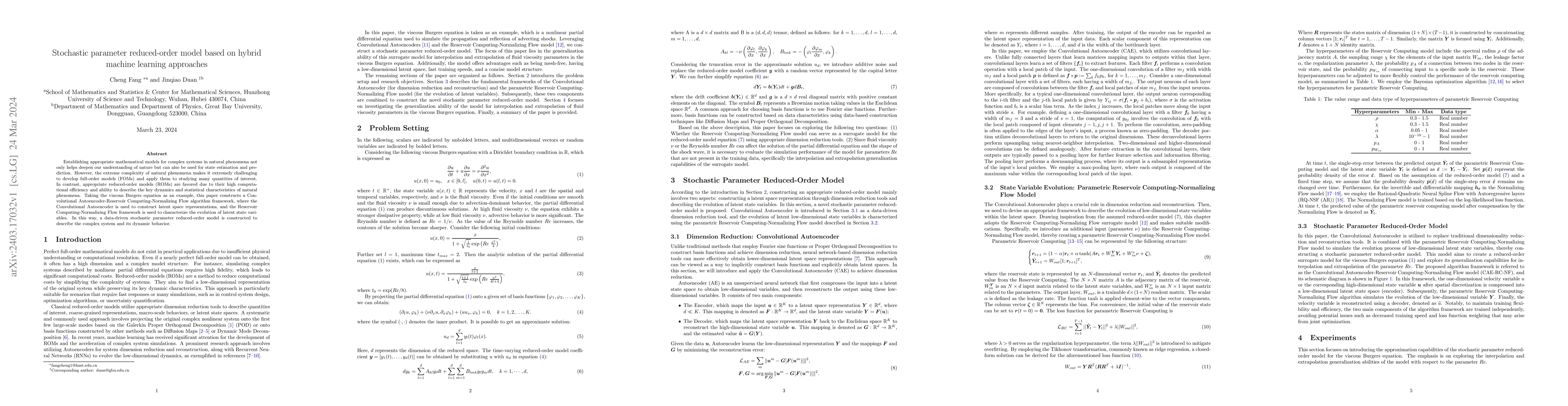 Thumbnail for Stochastic parameter reduced-order model based on hybrid machine
  learning approaches