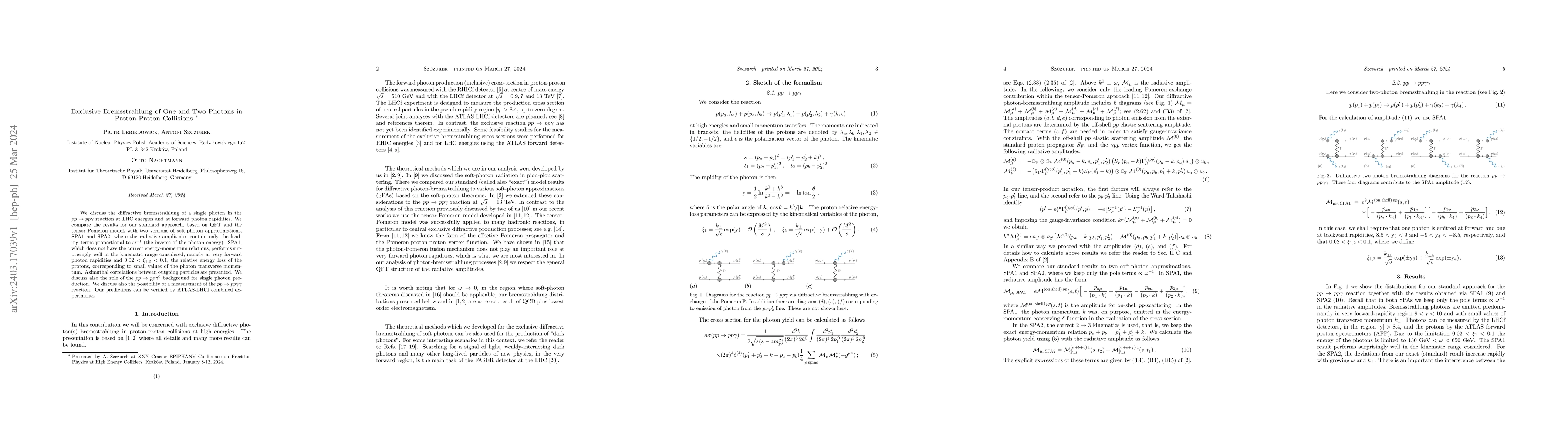 Thumbnail for Exclusive Bremsstrahlung of One and Two Photons in Proton-Proton
  Collisions