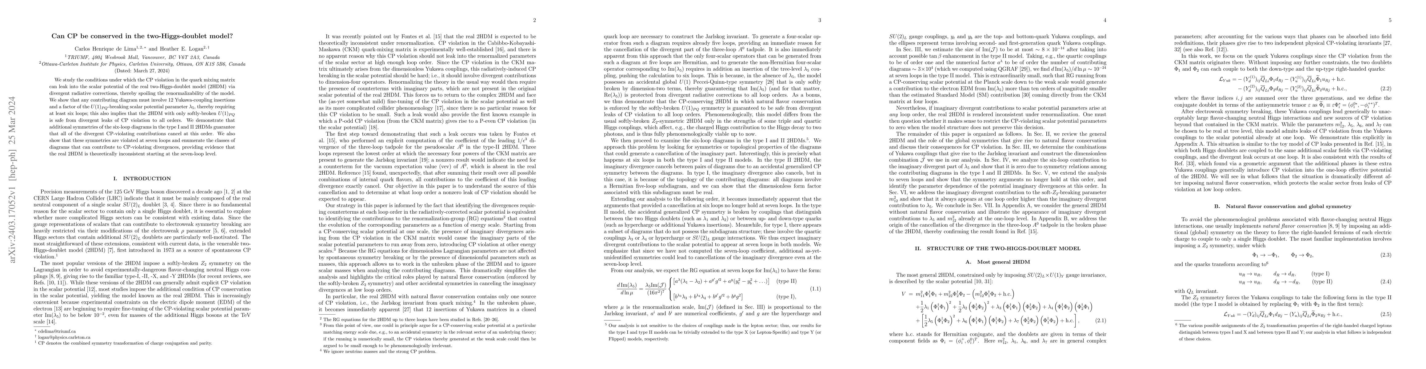 Thumbnail for Can CP be conserved in the two-Higgs-doublet model?