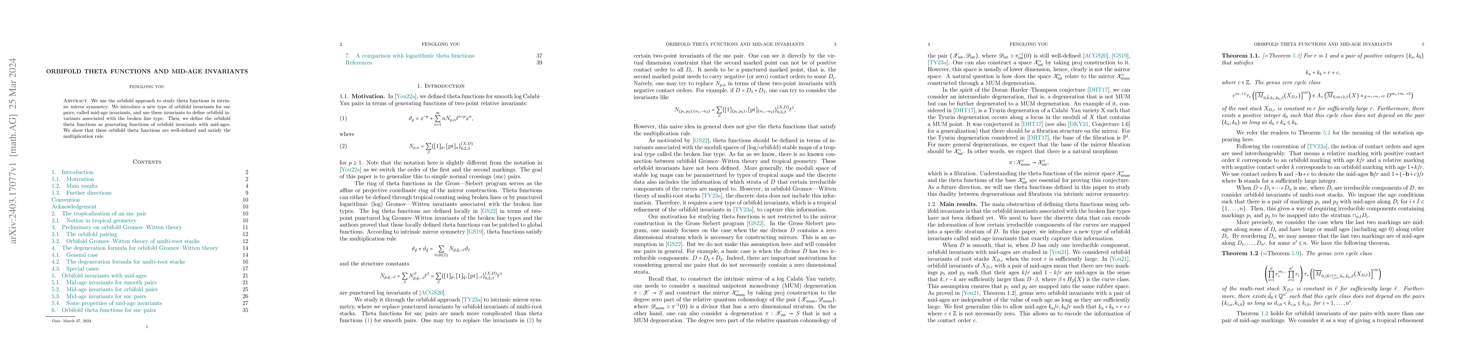 Thumbnail for Orbifold theta functions and mid-age invariants
