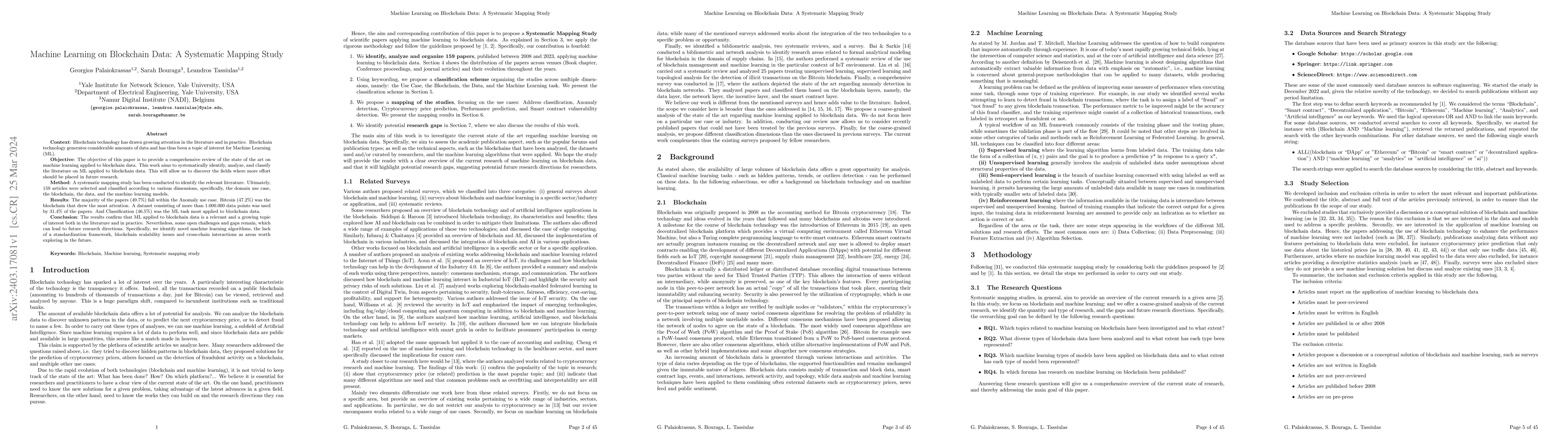 Thumbnail for Machine Learning on Blockchain Data: A Systematic Mapping Study