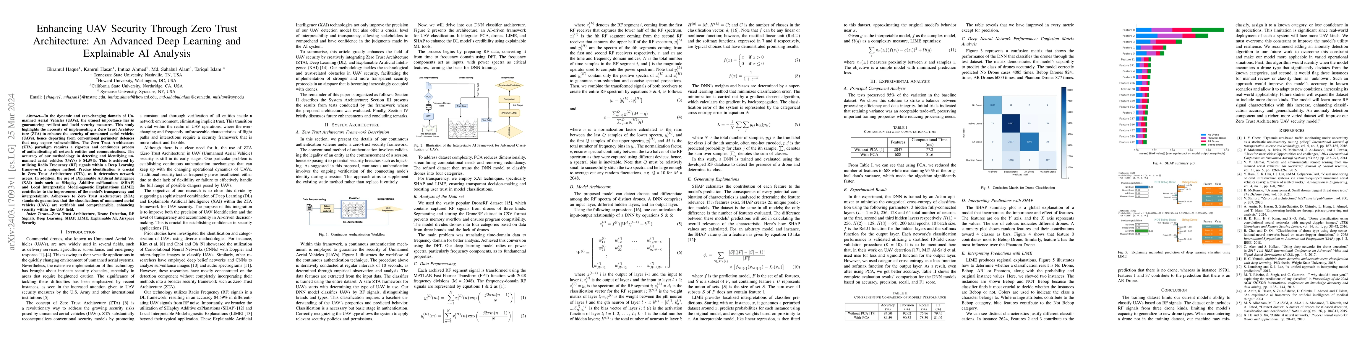 Thumbnail for Enhancing UAV Security Through Zero Trust Architecture: An Advanced Deep
  Learning and Explainable AI Analysis