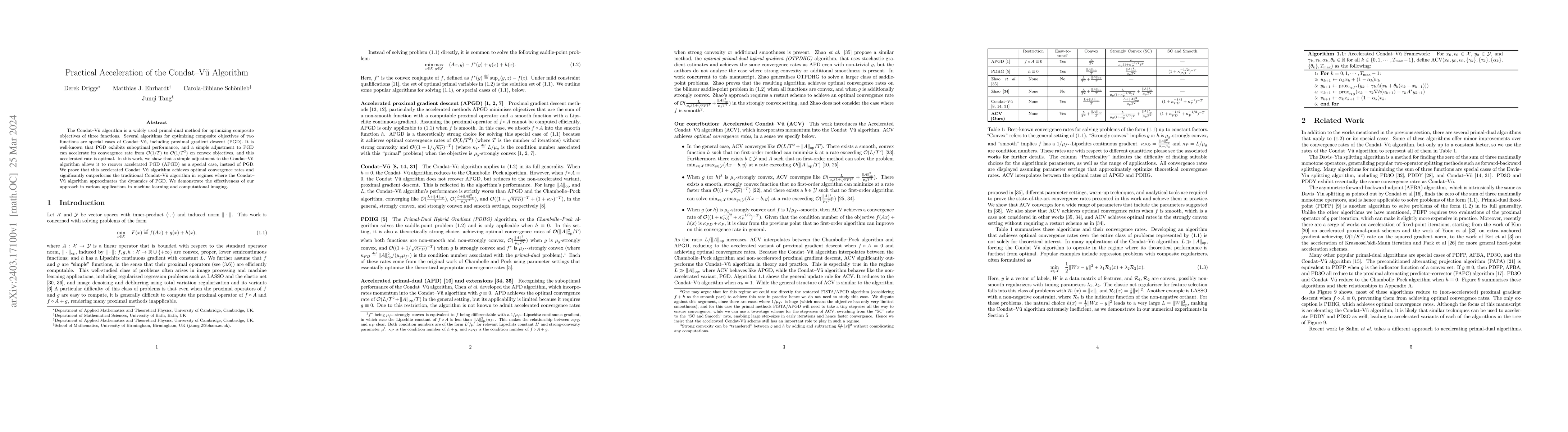 Thumbnail for Practical Acceleration of the Condat-V\~u Algorithm