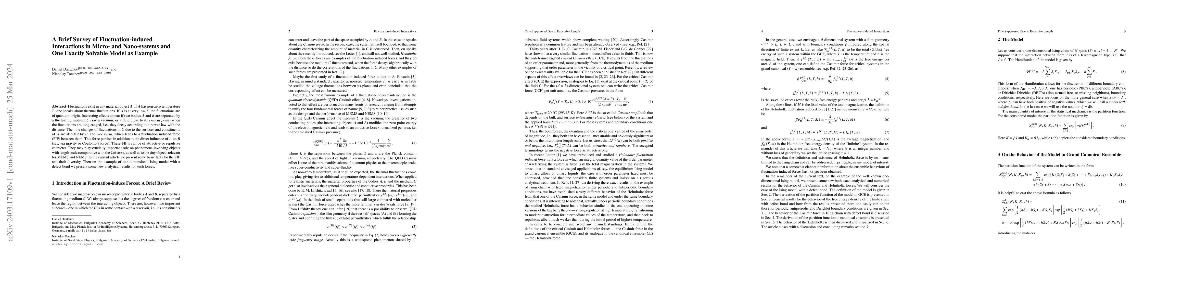 Thumbnail for A Brief Survey of Fluctuation-induced Interactions in Micro- and
  Nano-systems and One Exactly Solvable Model as Example