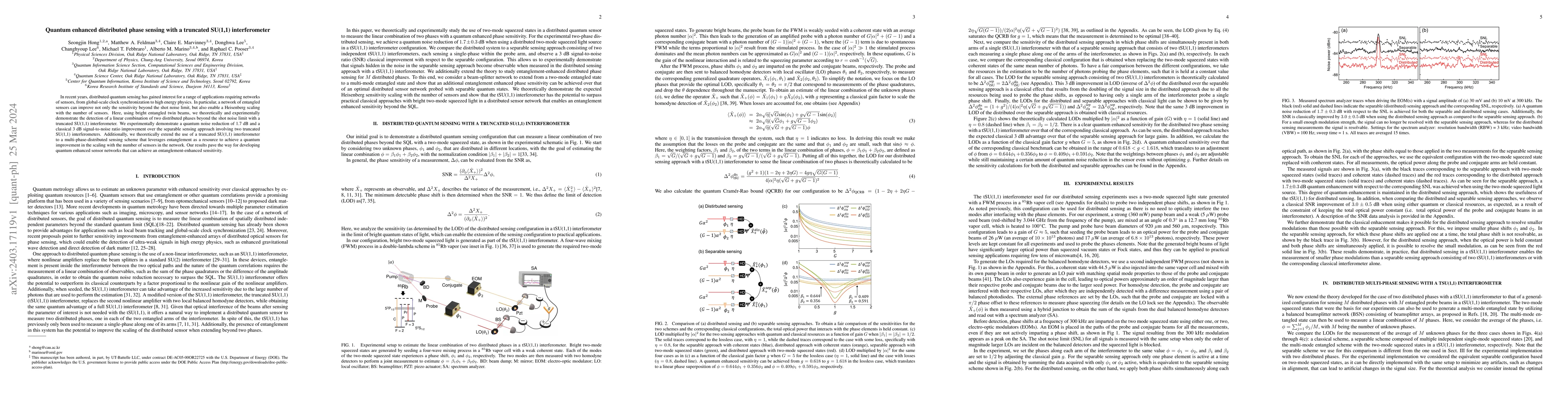 Thumbnail for Quantum enhanced distributed phase sensing with a truncated SU(1,1)
  interferometer