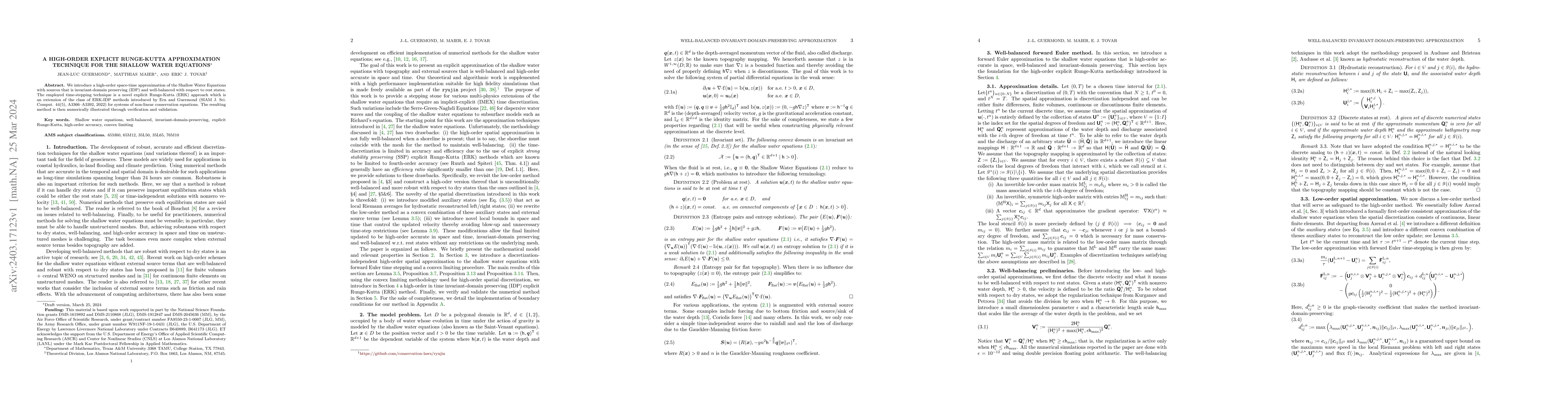 Thumbnail for A high-order explicit Runge-Kutta approximation technique for the
  Shallow Water Equations