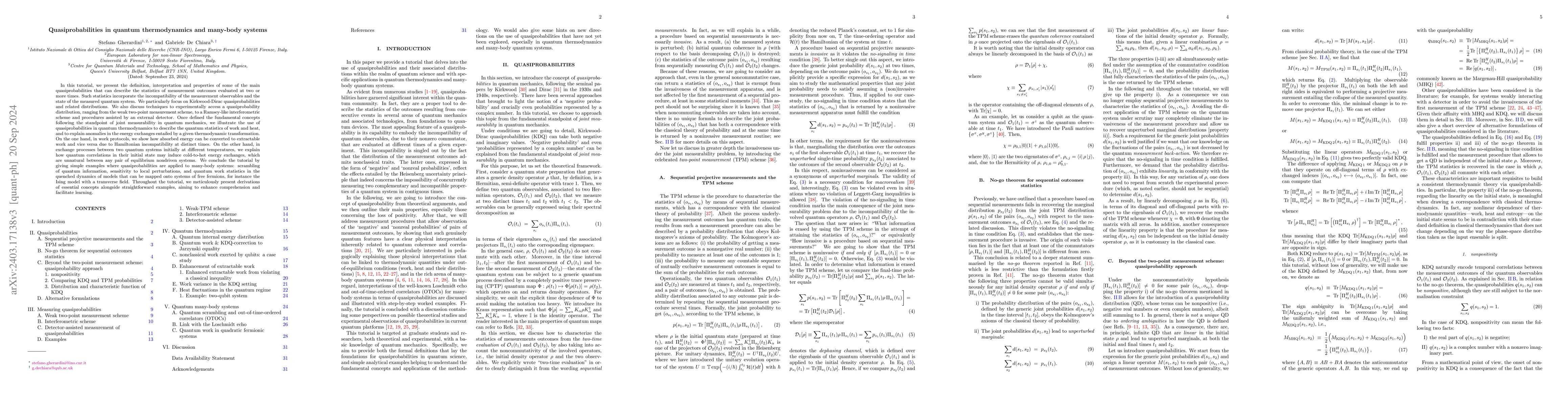 Thumbnail for Quasiprobabilities in quantum thermodynamics and many-body systems: A
  tutorial