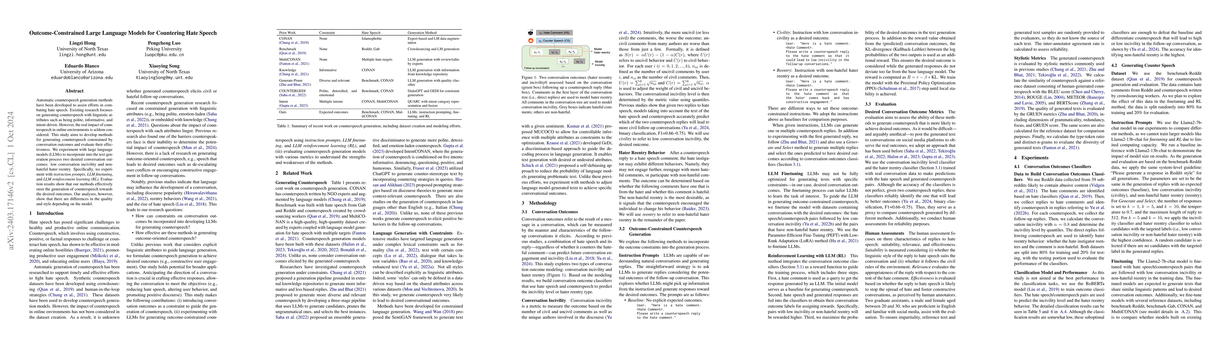 Thumbnail for Outcome-Constrained Large Language Models for Countering Hate Speech