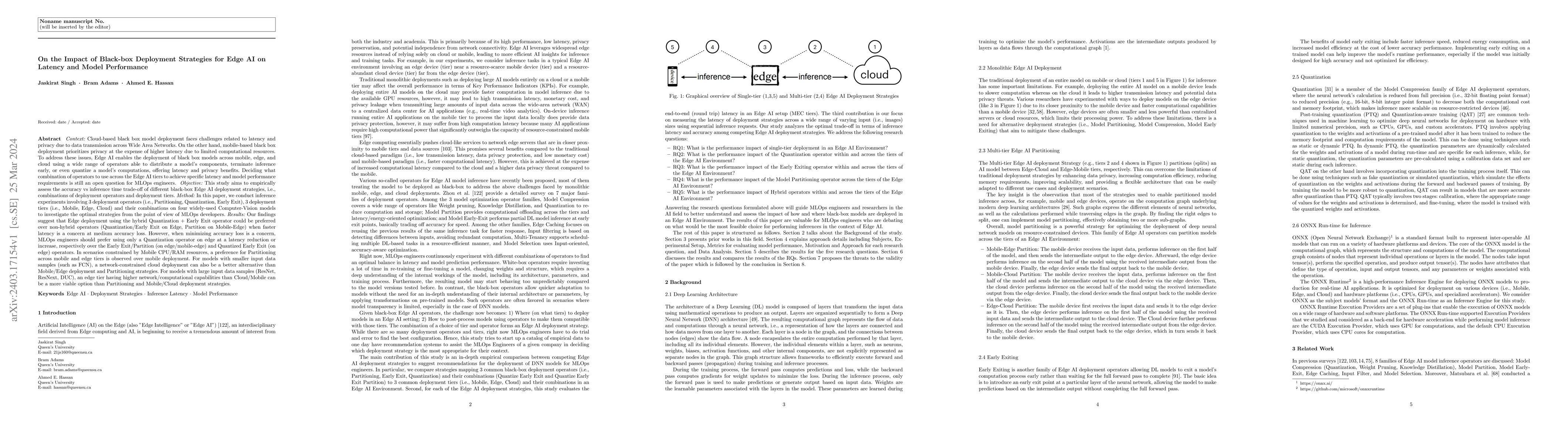 Thumbnail for On the Impact of Black-box Deployment Strategies for Edge AI on Latency
  and Model Performance