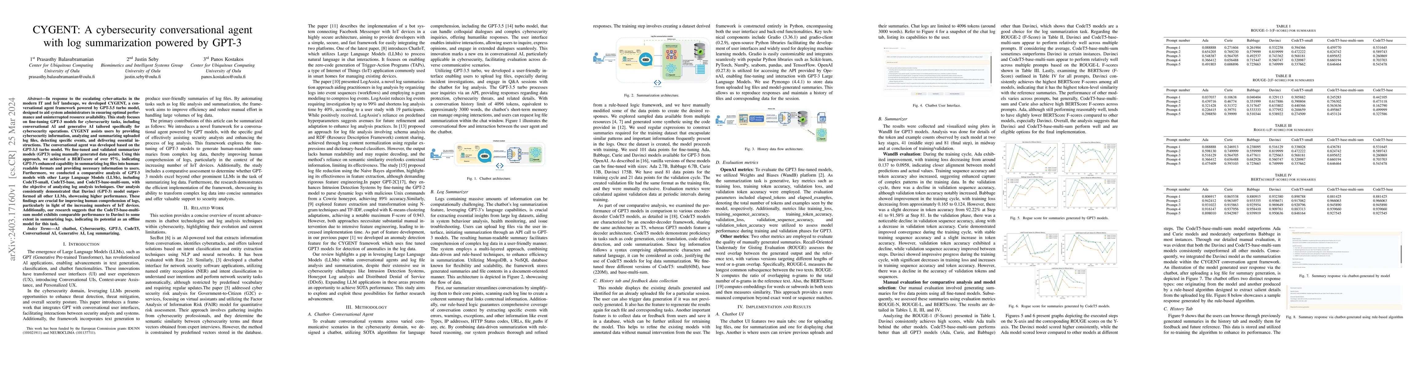 Thumbnail for CYGENT: A cybersecurity conversational agent with log summarization
  powered by GPT-3