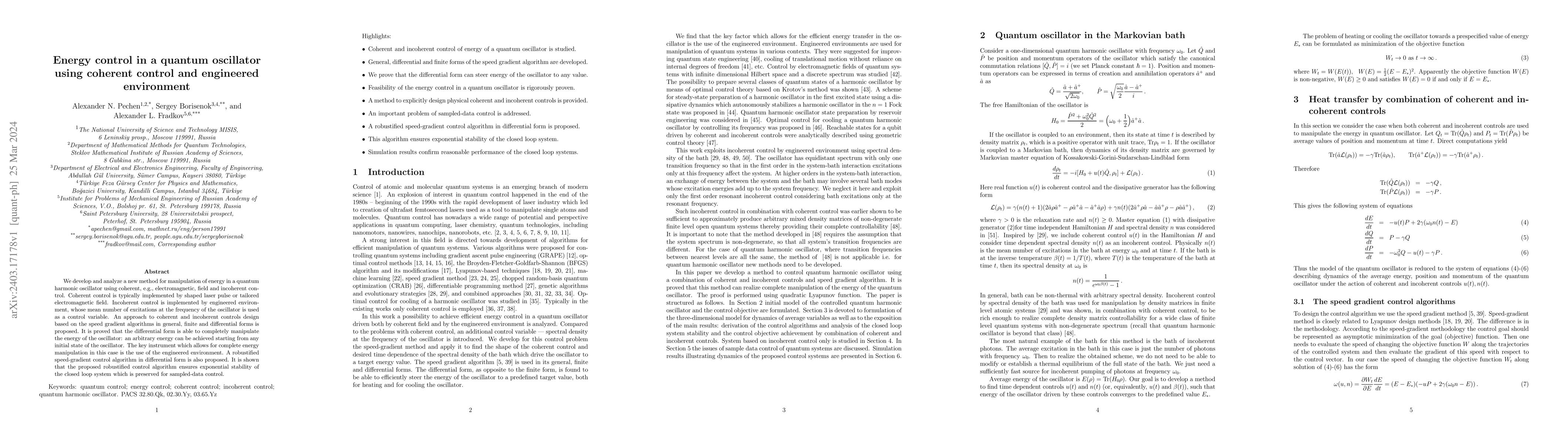 Thumbnail for Energy control in a quantum oscillator using coherent control and
  engineered environment