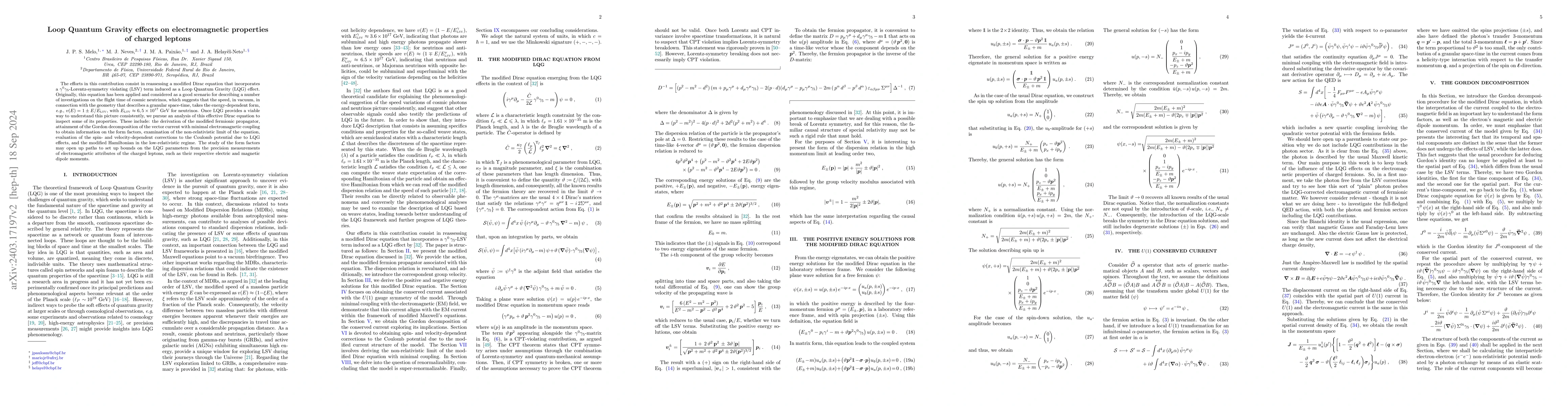 Thumbnail for Loop Quantum Gravity effects on electromagnetic properties of charged
  leptons