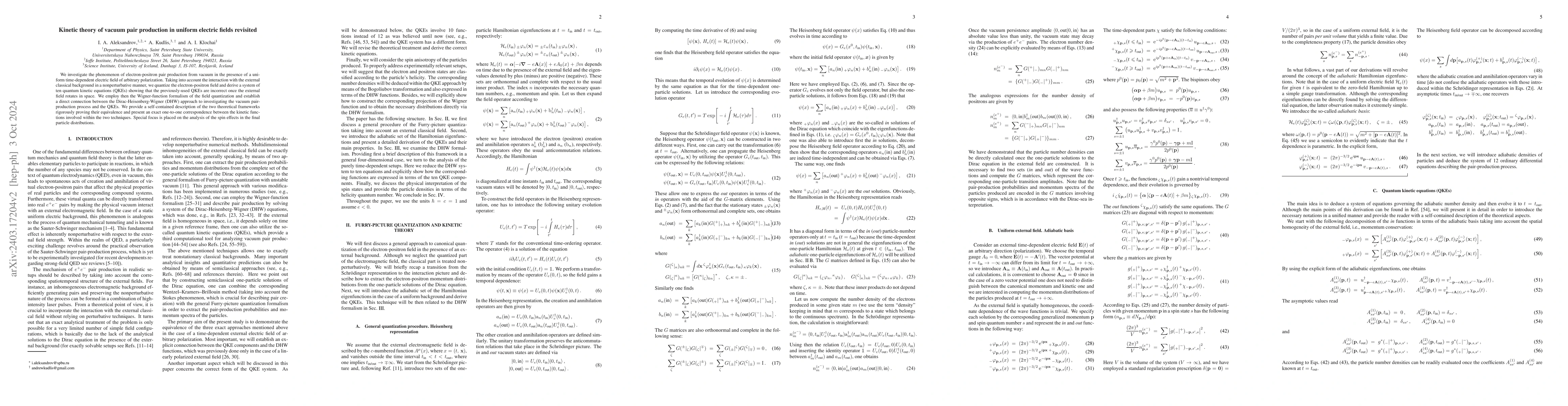 Thumbnail for Kinetic theory of vacuum pair production in uniform electric fields
  revisited