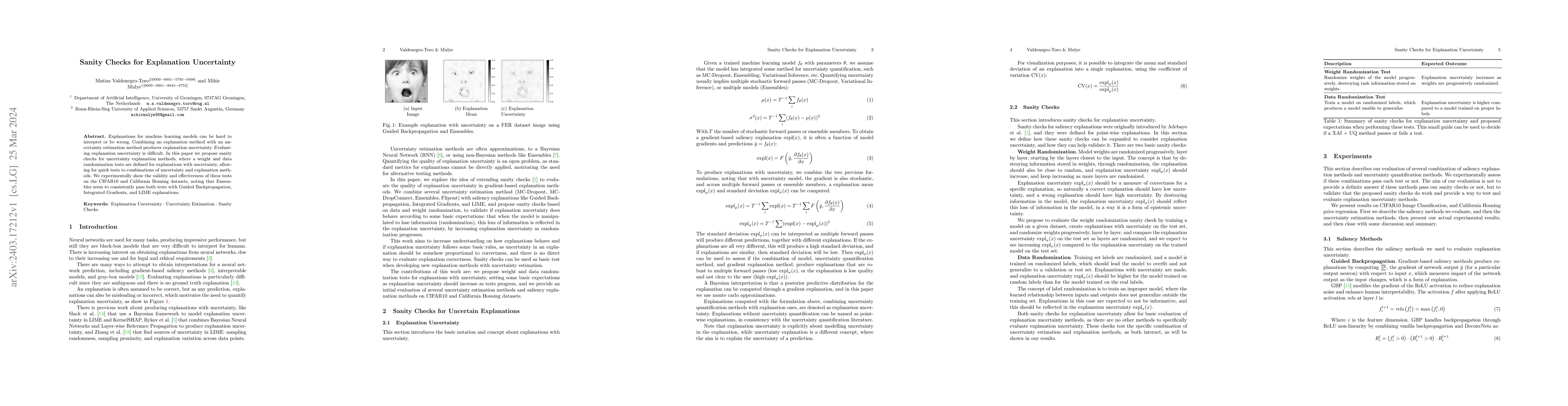 Thumbnail for Sanity Checks for Explanation Uncertainty