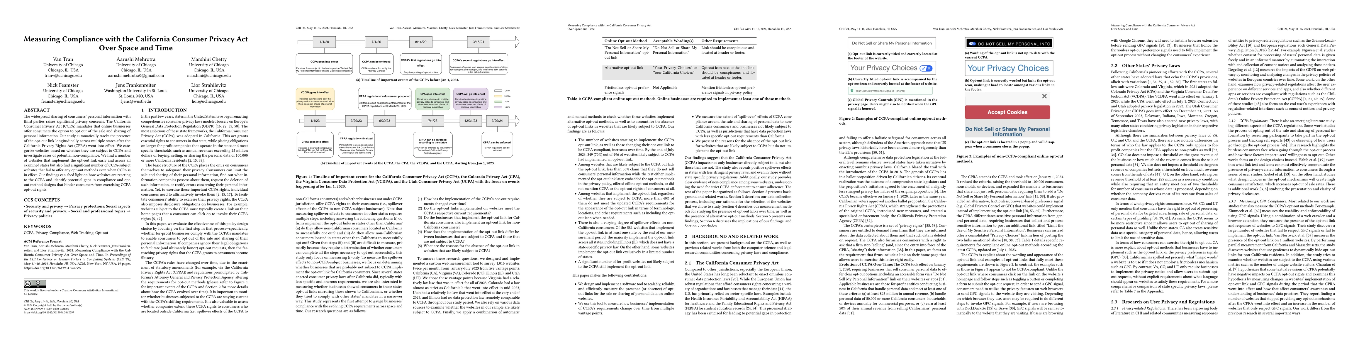 Thumbnail for Measuring Compliance with the California Consumer Privacy Act Over Space
  and Time