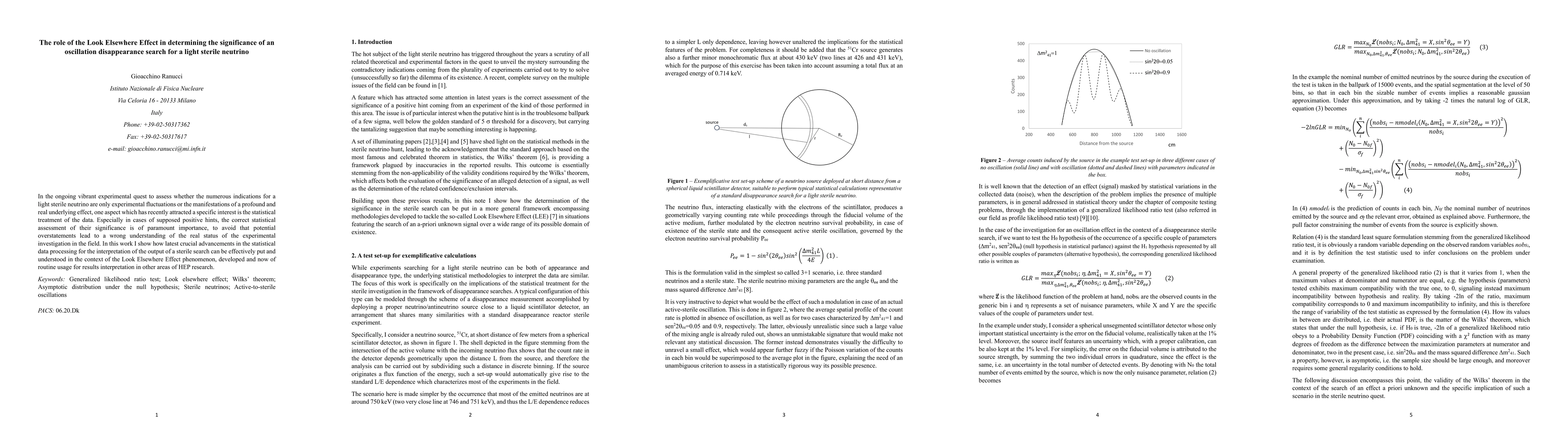 Thumbnail for The role of the Look Elsewhere Effect in determining the significance of
  an oscillation disappearance search for a light sterile neutrino