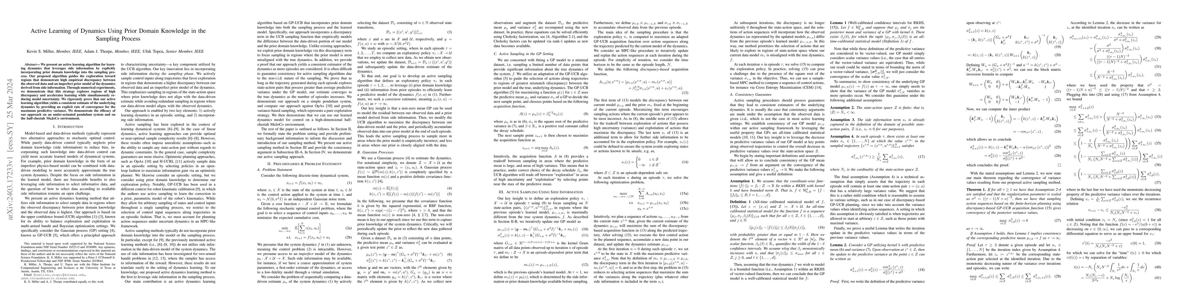 Thumbnail for Active Learning of Dynamics Using Prior Domain Knowledge in the Sampling
  Process