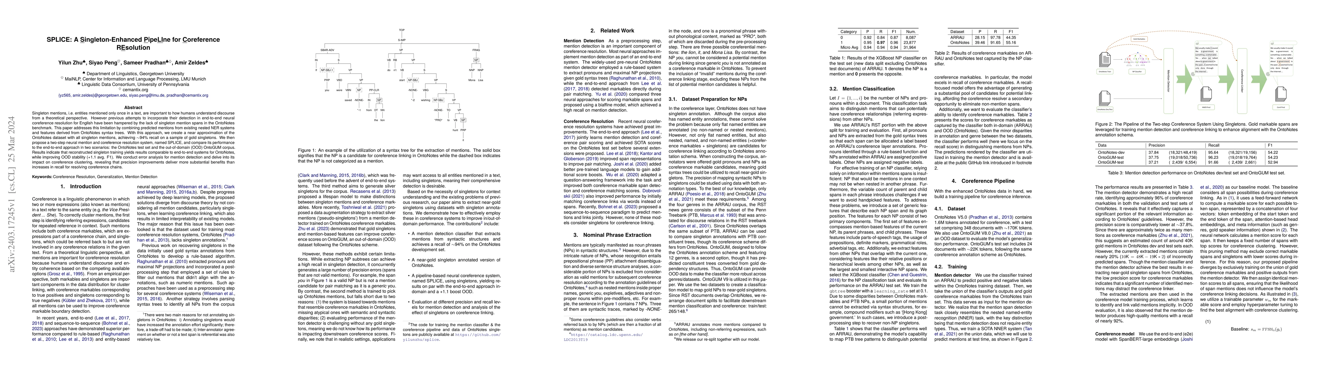 Thumbnail for SPLICE: A Singleton-Enhanced PipeLIne for Coreference REsolution