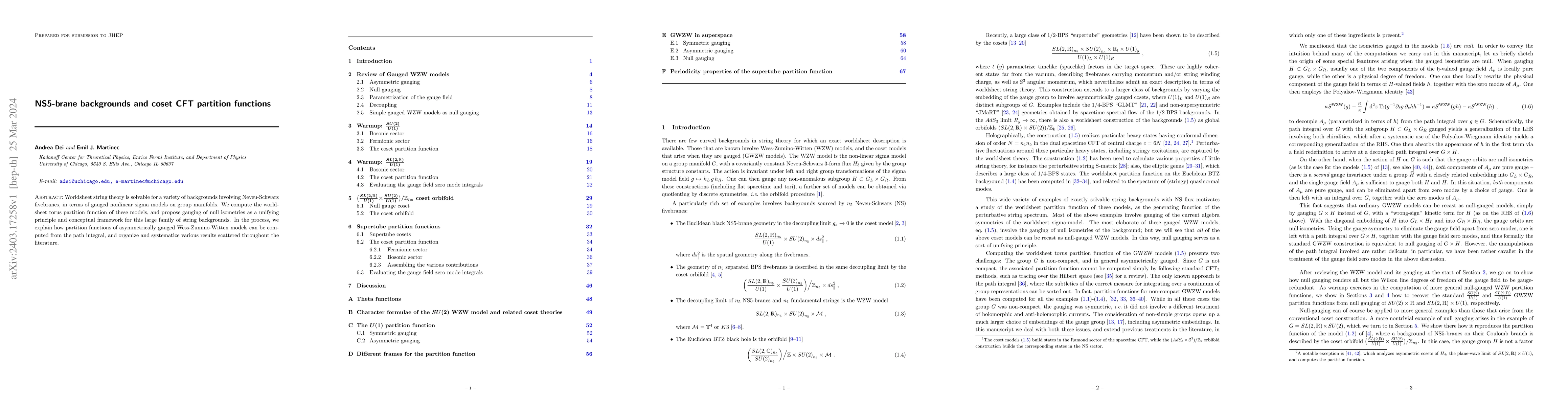 Thumbnail for NS5-brane backgrounds and coset CFT partition functions