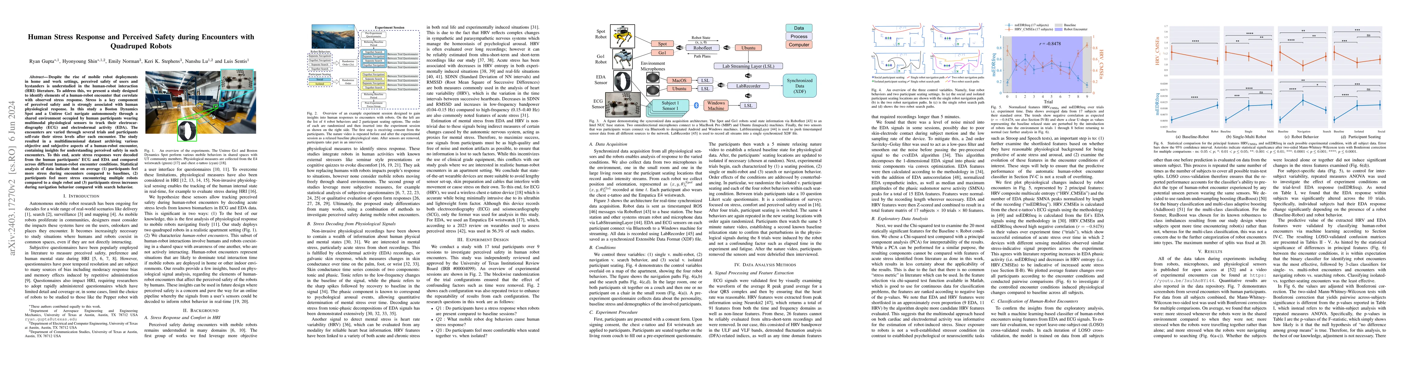 Thumbnail for Human Stress Response and Perceived Safety during Encounters with
  Quadruped Robots