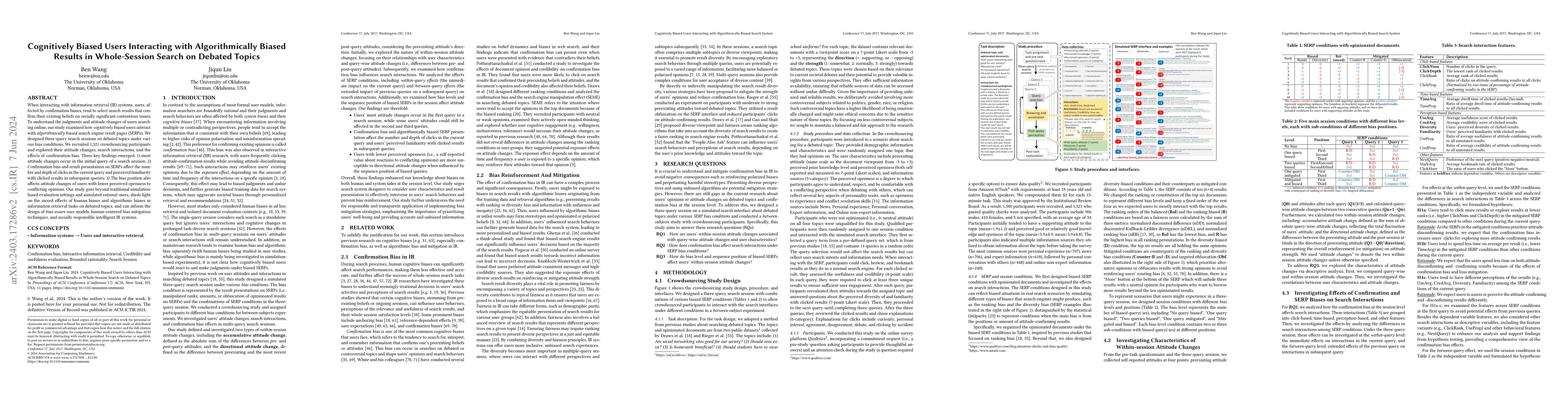 Thumbnail for Cognitively Biased Users Interacting with Algorithmically Biased Results
  in Whole-Session Search on Debated Topics