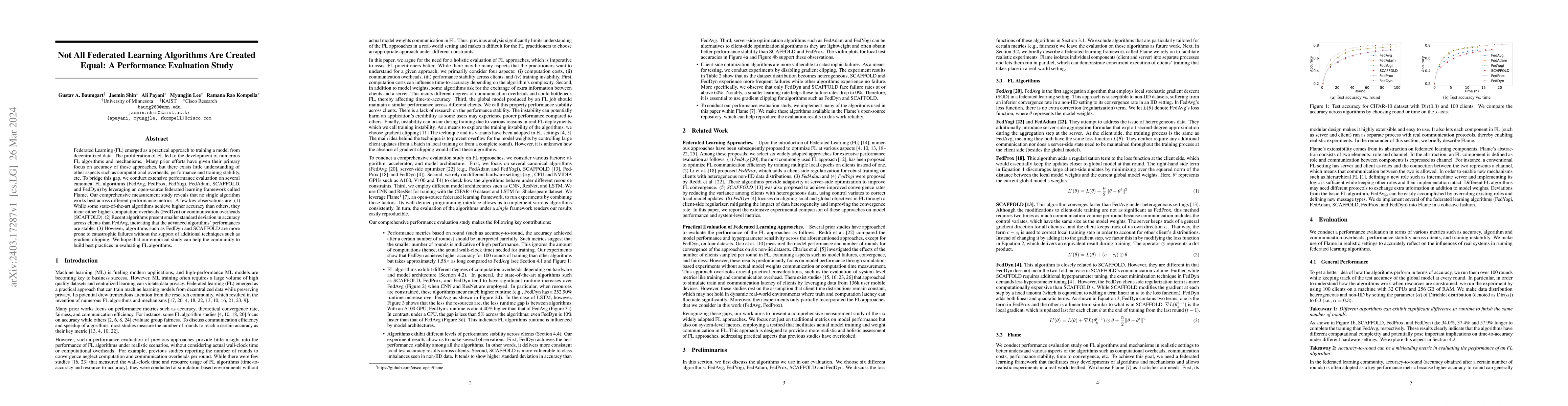 Thumbnail for Not All Federated Learning Algorithms Are Created Equal: A Performance
  Evaluation Study