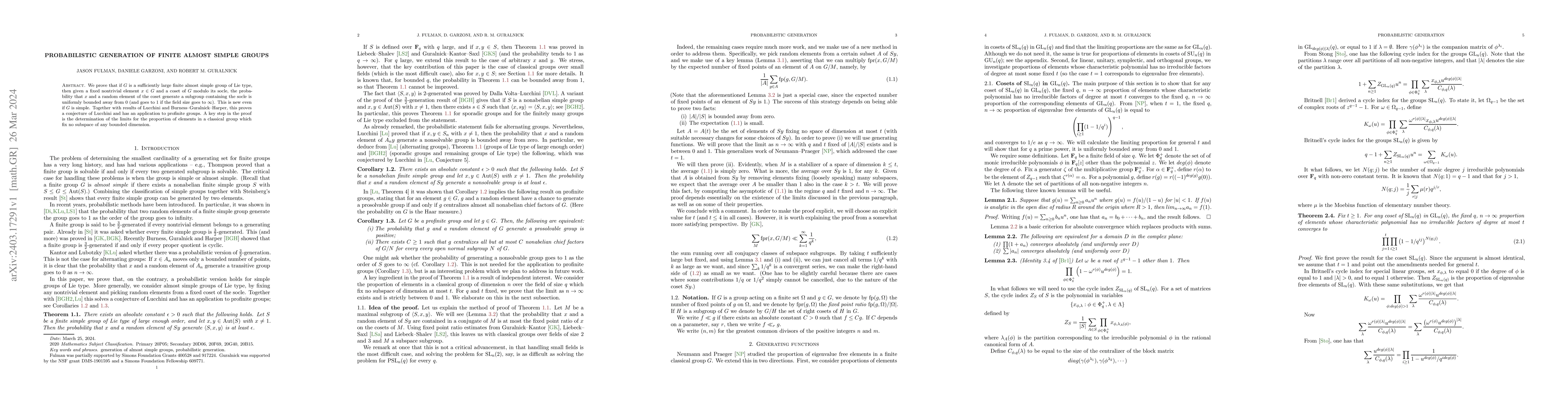 Thumbnail for Probabilistic Generation of Finite Almost Simple Groups
