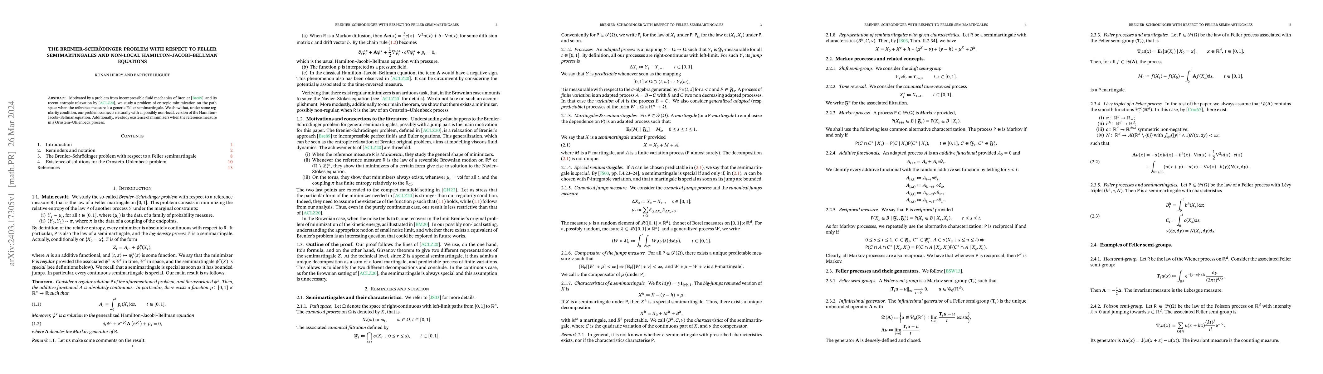 Thumbnail for The Brenier-Schr\"odinger problem with respect to Feller semimartingales
  and non-local Hamilton-Jacobi-Bellman equations