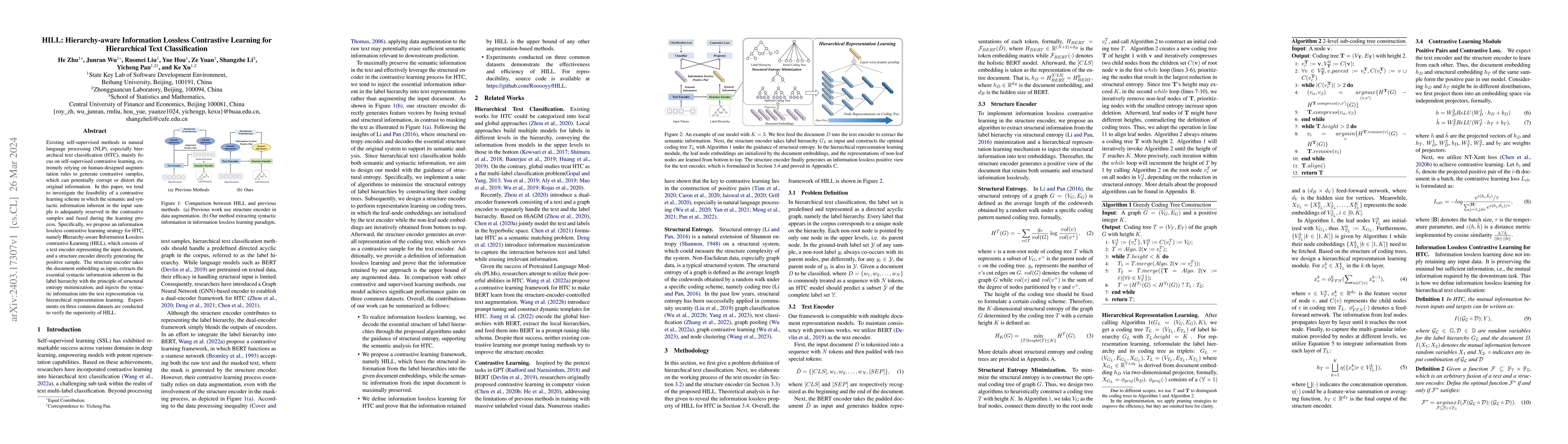 Thumbnail for HILL: Hierarchy-aware Information Lossless Contrastive Learning for
  Hierarchical Text Classification