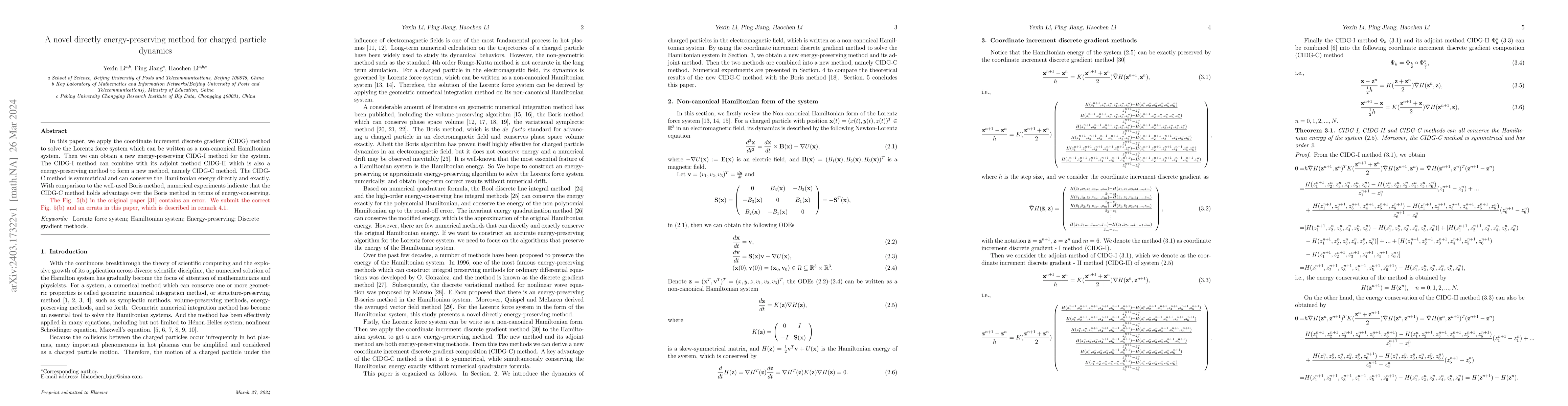 Thumbnail for A novel directly energy-preserving method for charged particle dynamics