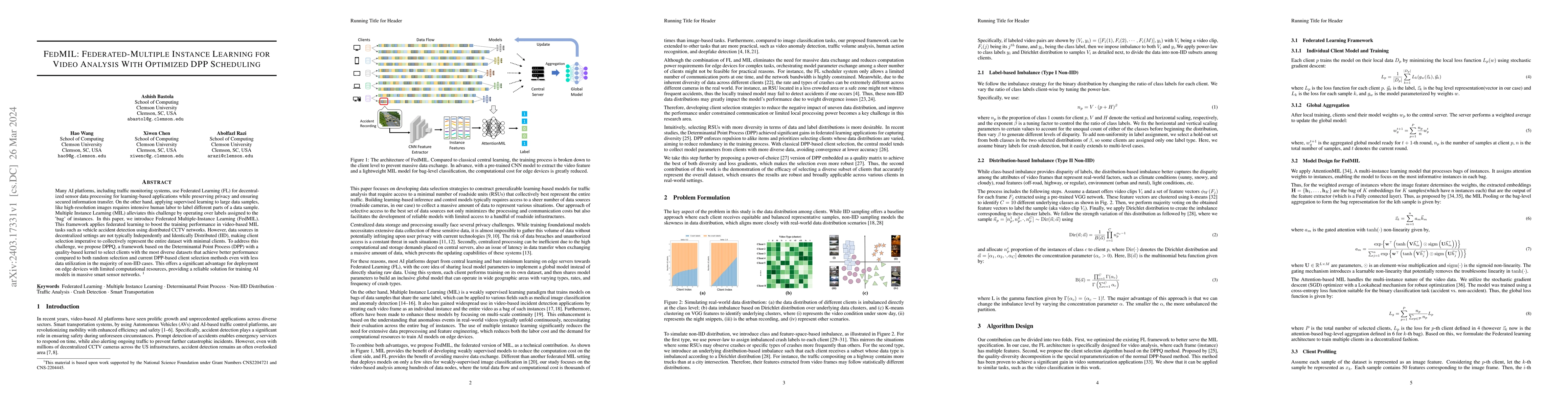 Thumbnail for FedMIL: Federated-Multiple Instance Learning for Video Analysis with
  Optimized DPP Scheduling