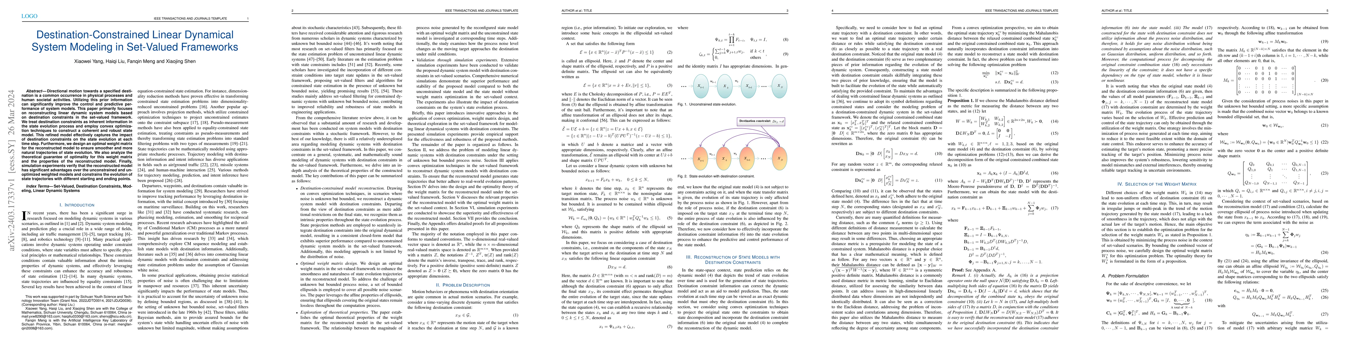 Thumbnail for Destination-Constrained Linear Dynamical System Modeling in Set-Valued
  Frameworks