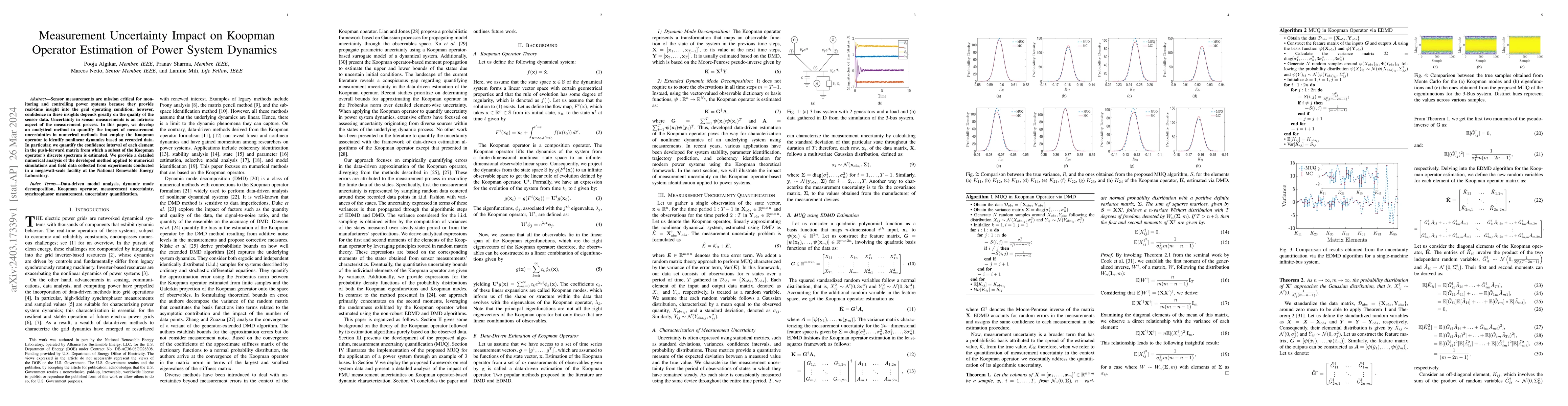Thumbnail for Measurement Uncertainty Impact on Koopman Operator Estimation of Power
  System Dynamics