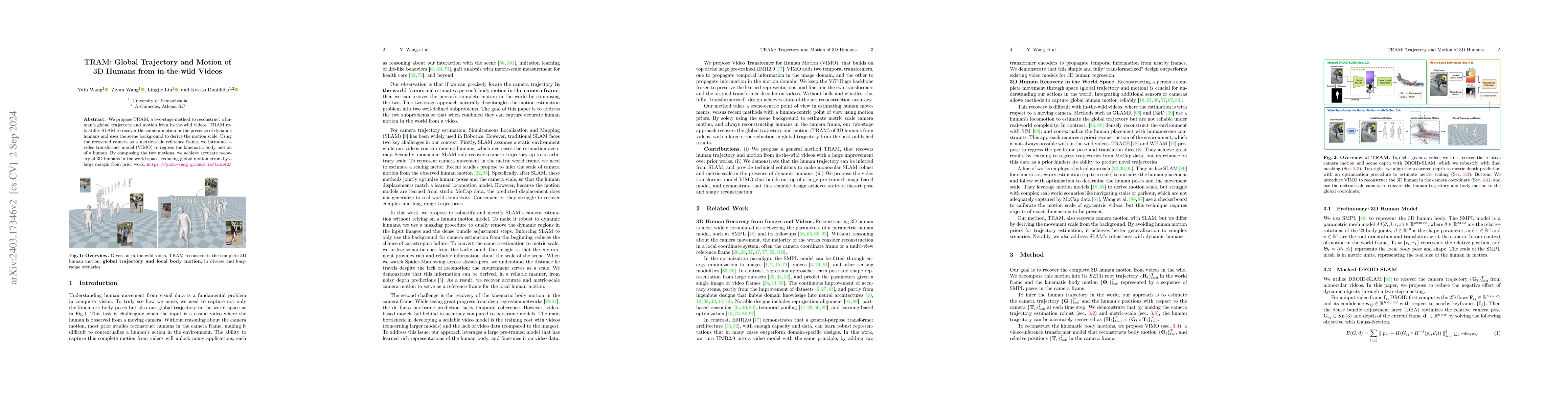 Thumbnail for TRAM: Global Trajectory and Motion of 3D Humans from in-the-wild Videos