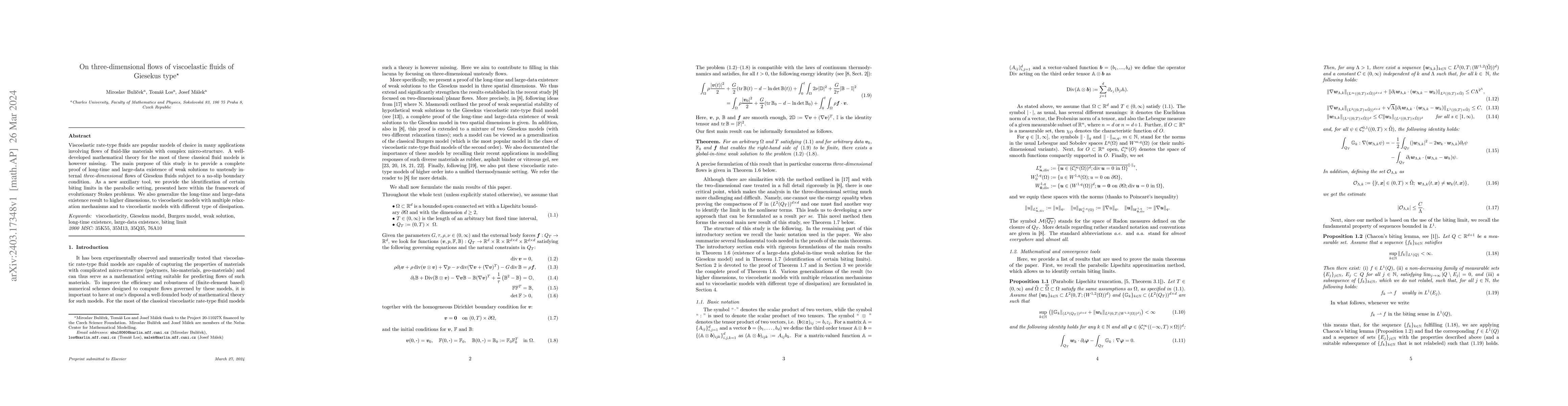 Thumbnail for On three dimensional flows of viscoelastic fluids of Giesekus type