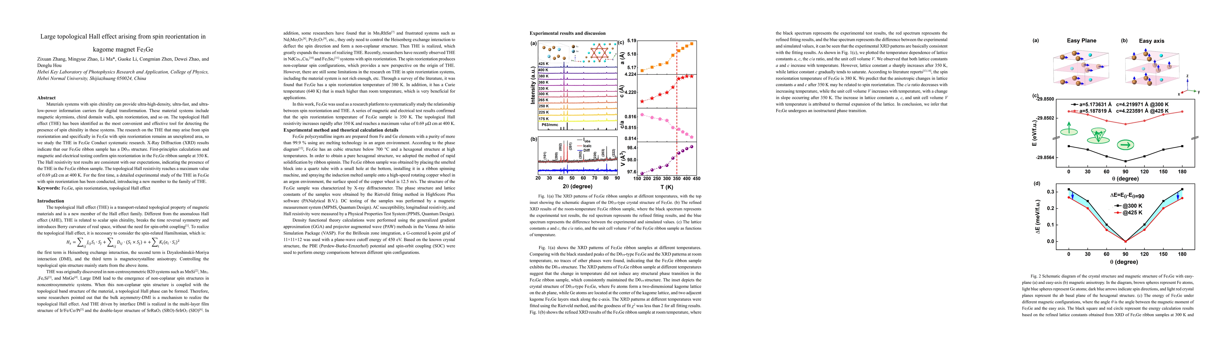 Thumbnail for Large topological Hall effect arising from spin reorientation in kagome
  magnet Fe3Ge