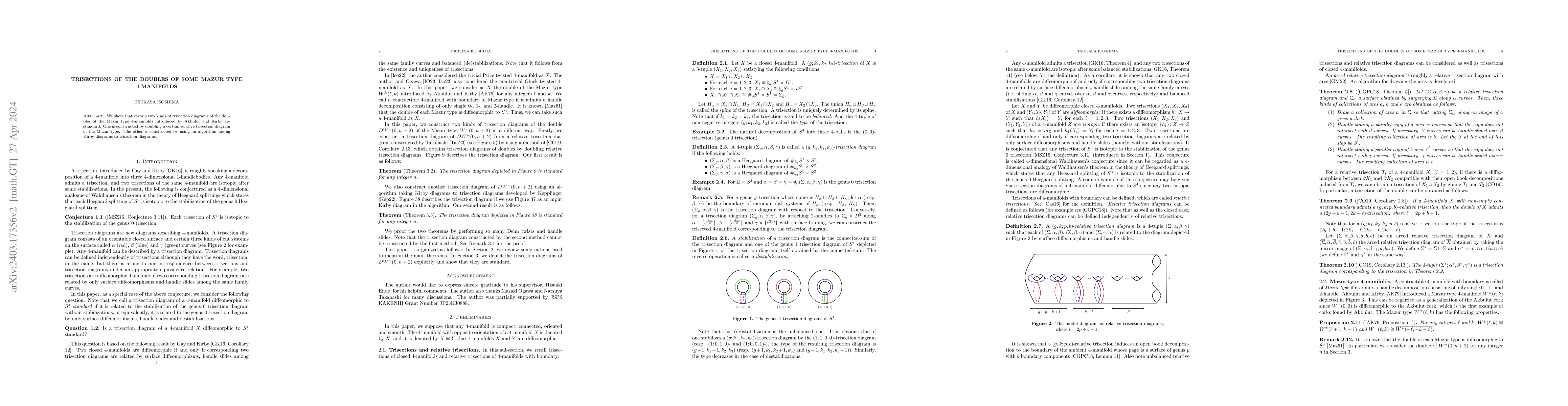 Thumbnail for Trisections of the doubles of some Mazur type 4-manifolds