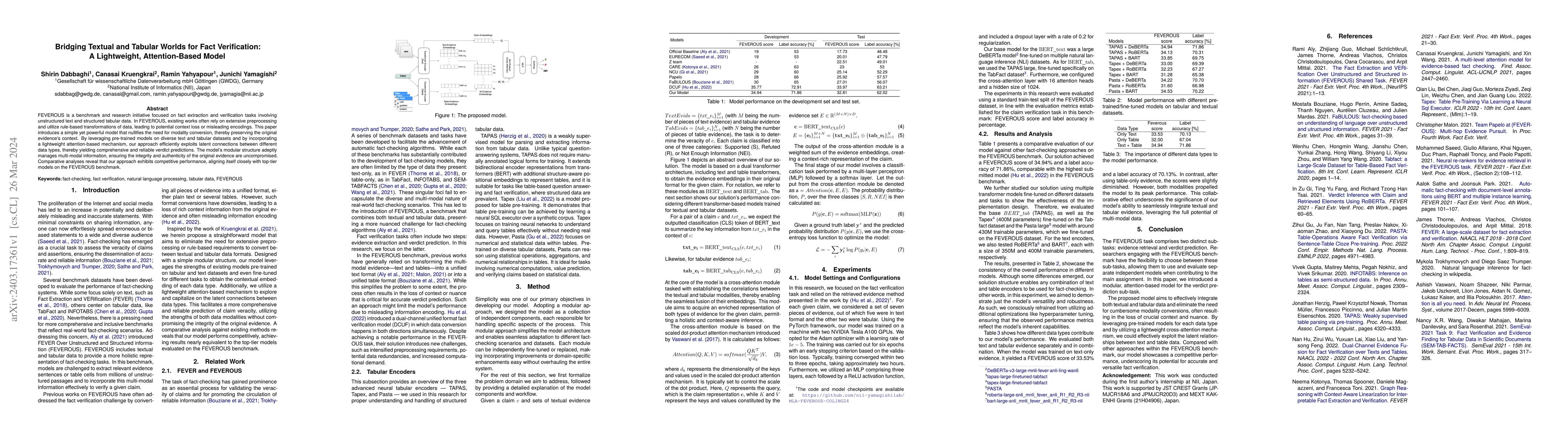 Thumbnail for Bridging Textual and Tabular Worlds for Fact Verification: A
  Lightweight, Attention-Based Model