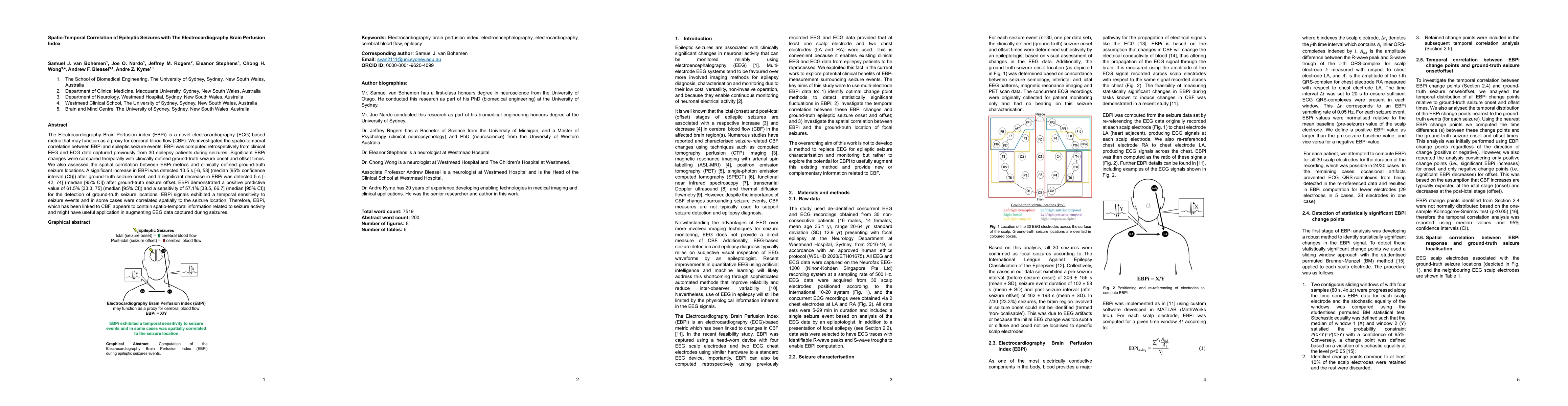 Thumbnail for Spatio-Temporal Correlation of Epileptic Seizures with The
  Electrocardiography Brain Perfusion Index