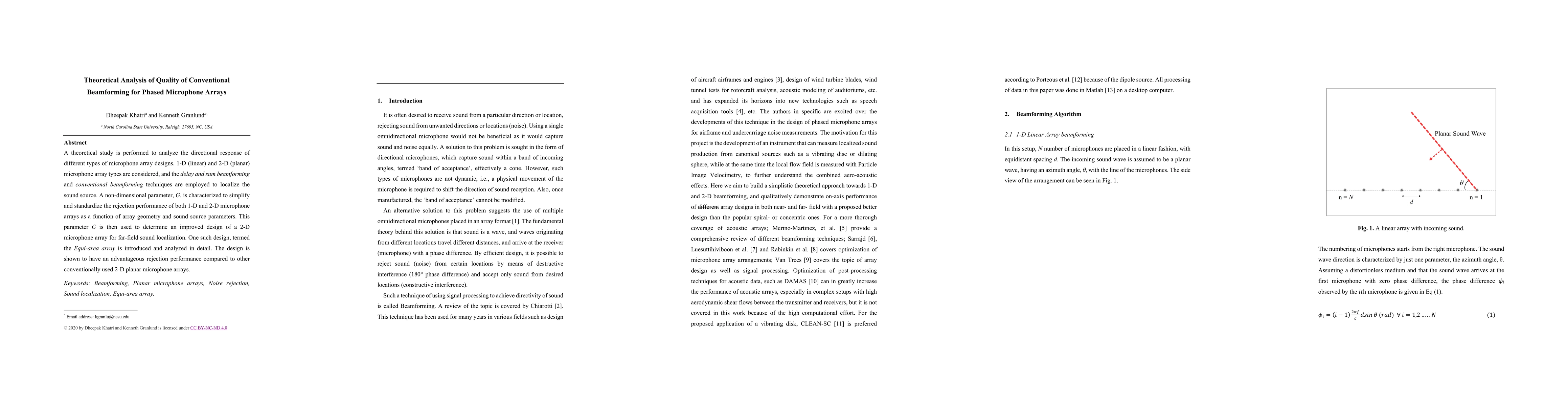 Thumbnail for Theoretical Analysis of Quality of Conventional Beamforming for Phased
  Microphone Arrays