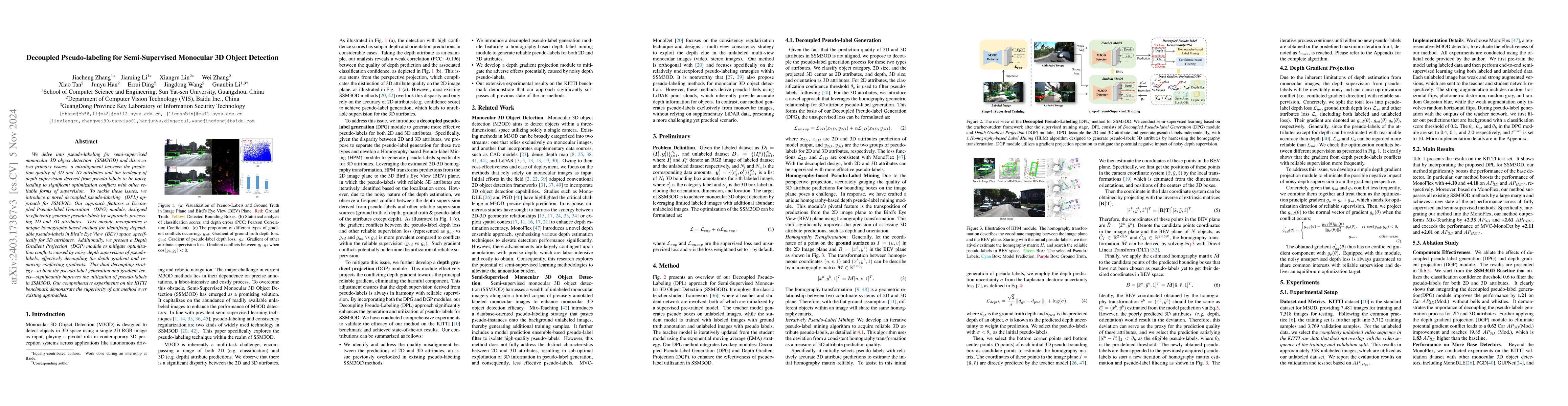 Thumbnail for Decoupled Pseudo-labeling for Semi-Supervised Monocular 3D Object
  Detection