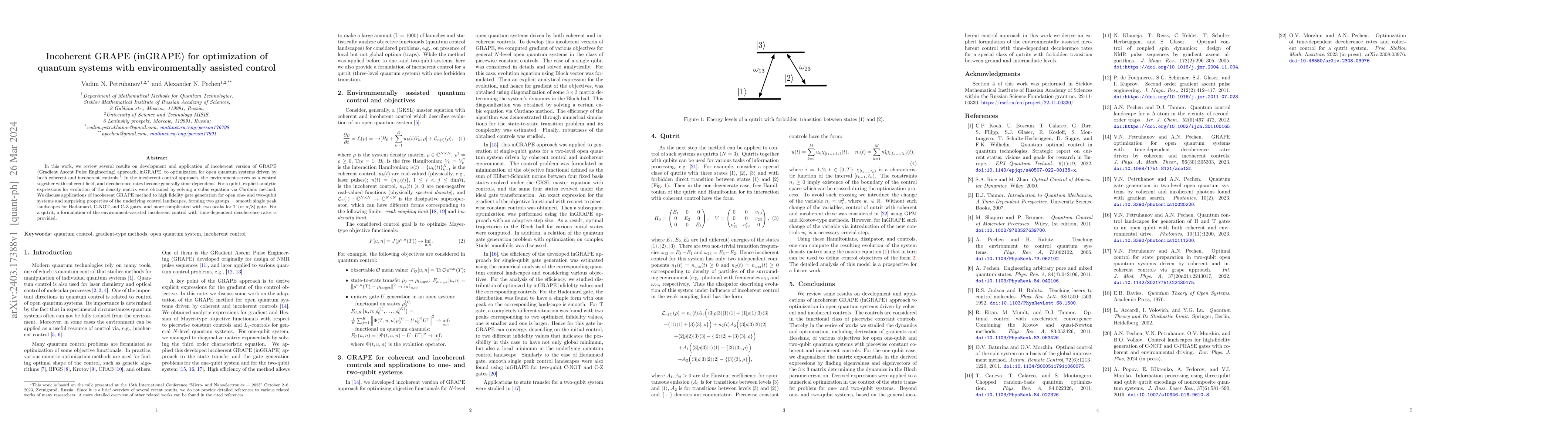 Thumbnail for Incoherent GRAPE (inGRAPE) for optimization of quantum systems with
  environmentally assisted control
